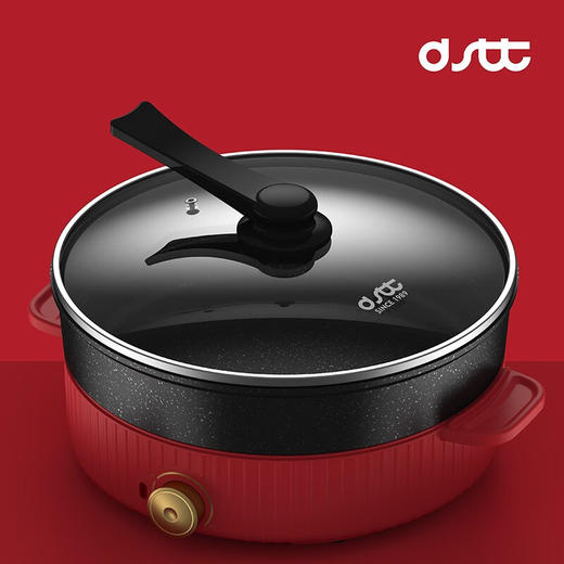 都市太太红颜系列·深型电火锅鸳鸯锅家用多功能一体不粘电煮锅宿舍锅学生锅5.2升电热锅4-6人_中国红_鸳鸯 商品图1