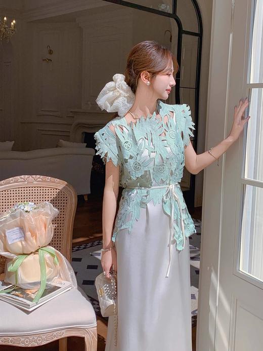 张心子【薄荷海雾】夏款镂空小众设计两件套时尚套装 U2503062 商品图9