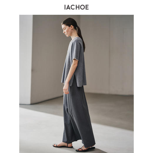 棉仓3621505008-IACHOE镶边圆领短袖毛衣 商品图3