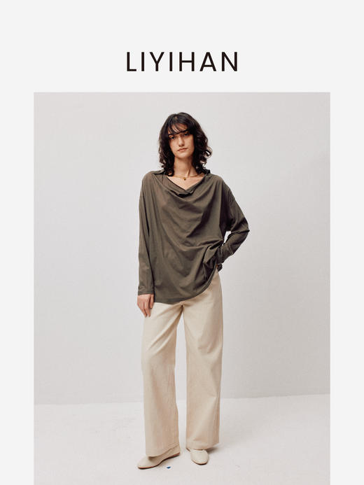 LIYIHAN序章 | 25春新款荡领通透感罩衫女长袖宽松纯色上衣休闲 商品图2