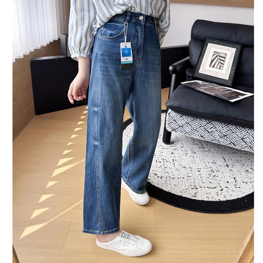 窄版系列！2025春季侧边分割设计弯刀牛仔裤女梨形九分阔腿香蕉镰刀裤！ 商品图6
