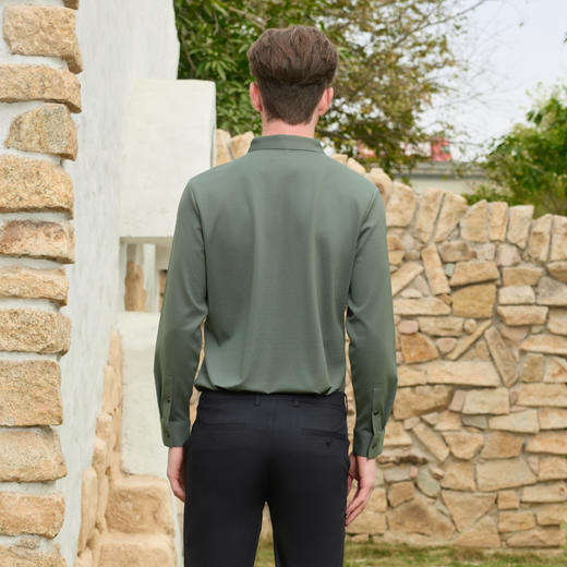 半身缘男装 春季新款无缝热压衬衣时尚纹理感衬衫261312M01012053 商品图4