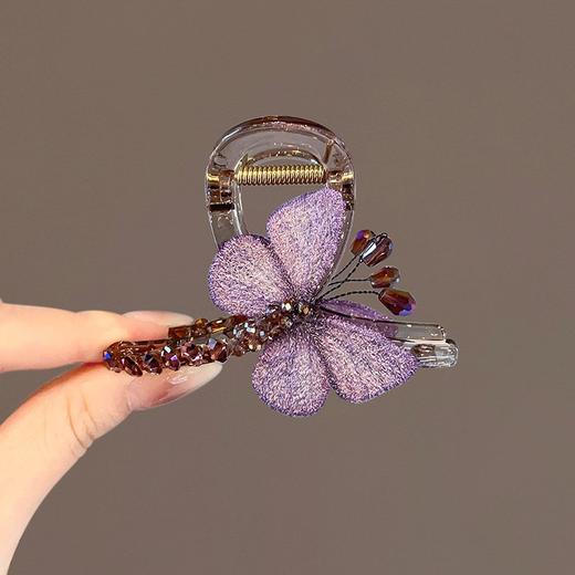 气质复古风刺绣蝴蝶抓夹女中号2025新款后脑勺半扎发鲨鱼夹发饰 商品图0