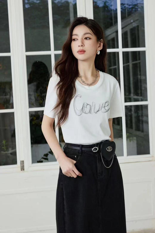 珞炫/LOFTSHINE字母白色T恤 商品图1