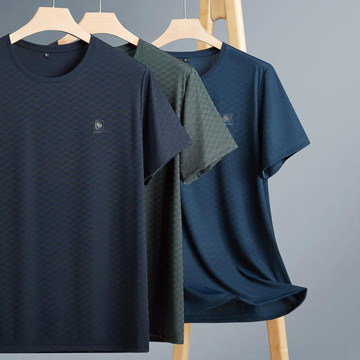 【弹力】【DWN】大依优型大码男装短袖T恤加肥加大宽松休闲冰丝打底夏季胖子男士上衣 商品图2