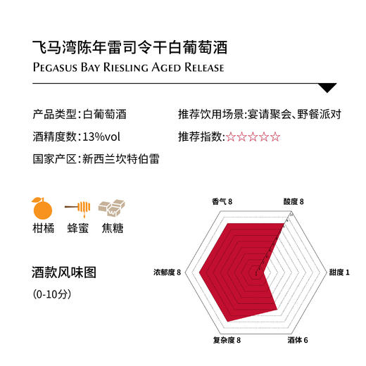 飞马湾陈年雷司令白葡萄酒（半甜） Pegasus Bay Riesling Aged Release 商品图1