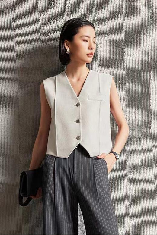 ESTELLICA 简约大气杏灰色马甲外套 19996 商品图0