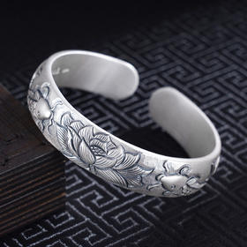 子佩集S999银【鱼花之恋】手工纯银手镯原创设计【55091241】2503