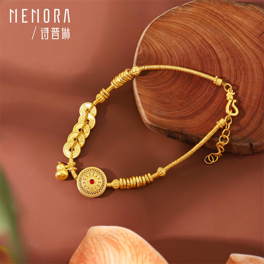 【新品首发】黄金八宝罗盘手链 五帝币足金盘缠手链葫芦手串女士礼物【按克计价黄金2】MEMORA诗普琳GB305601 商品图3