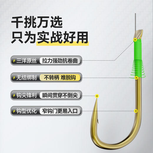 汉鼎无结子线双钩金袖有刺无刺20付成品双钩绑好防缠绕袖钩鲫鱼钩 商品图1