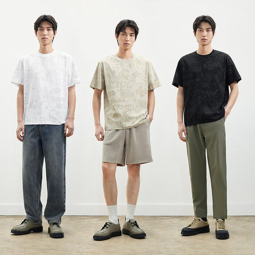 GXG男装 三色满身潮流印花短袖T恤2024夏季热卖#G24D442486 商品图3