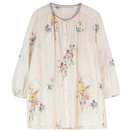 艺术家联名款 牧衣游原创印花匹马棉衬衫轻薄国画文艺小衫 清阳 商品图4