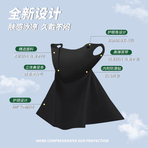 【冰感凉纱❗️UPF50+全面护颈防晒面罩】360°遮脸护颈防晒，7A级抗jun抑jun，多次水洗依旧安心，防晒面罩围脖护颈防晒面罩UPF50 商品图2