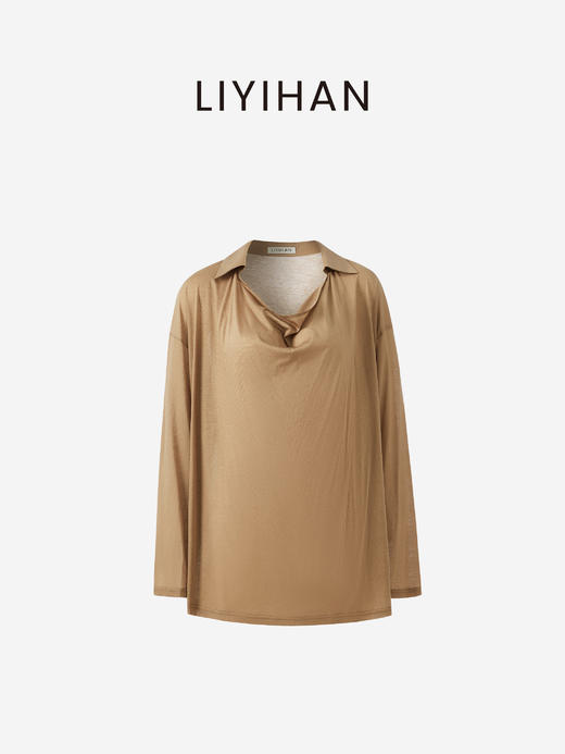 LIYIHAN序章 | 25春新款荡领通透感罩衫女长袖宽松纯色上衣休闲 商品图5
