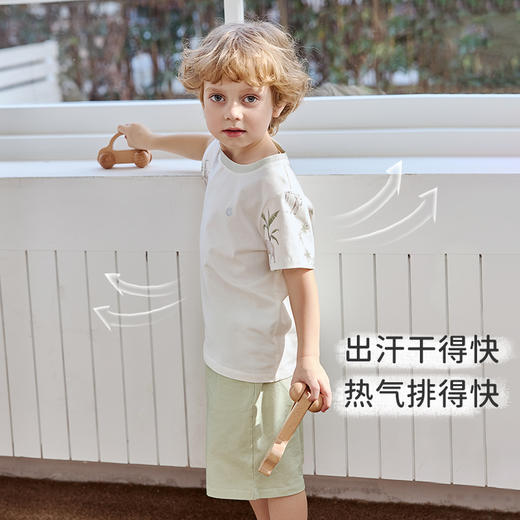 【2025年春夏新品】i-baby/英伦宝贝自然生长恒温抑菌家居服男童针织女童睡衣低敏短袖短裤套装亲子装 商品图5