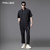 PINLI品立夏季新款设计感拼接短袖衬衫潮牌拉链宽松翻领上衣B252113039 商品缩略图1