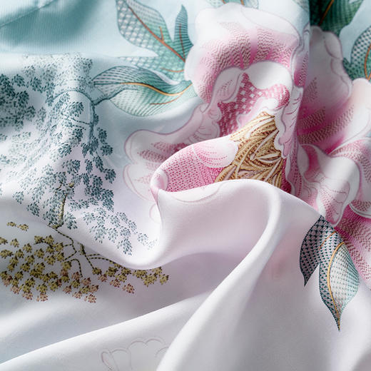 【6楼】富安娜国绣独幅床单四件\国色系列·国色天香，绿 商品图3