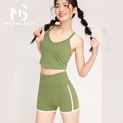 2025春夏Makebalancy/慕柏郦美式辣妹运动短裤高腰弹性塑型无尴尬线带口袋速干吸排2356 商品图4