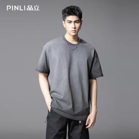PINLI品立2025夏季新款男士宽松渐变圆领短袖T恤上衣GD252111315