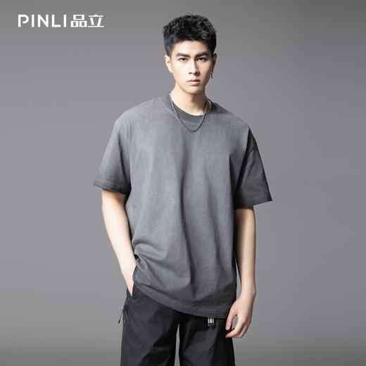 PINLI品立2025夏季新款男士宽松渐变圆领短袖T恤上衣GD252111315 商品图0