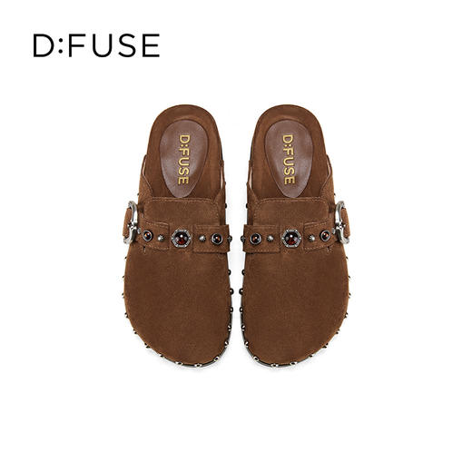 Dfuse迪芙斯2025春季新款游牧风户外半拖复古包头勃肯鞋轻便一脚蹬懒人鞋DFD1110125 商品图9