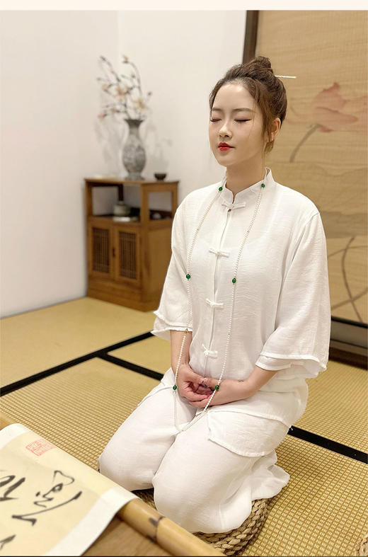 【现货秒发】壁虎瑜伽 国风任意门【2503TZ340】中式复古盘口套装（无胸垫） 商品图5