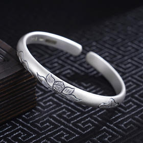 子佩集S999银【荷塘醉舞】手工纯银手镯原创设计【55021223】2503