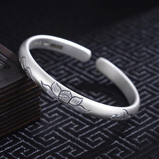 子佩集S999银【荷塘醉舞】手工纯银手镯原创设计【55021223】2503 商品图1