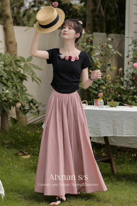 鹿向南「花海之心」时尚显瘦a字半身裙今年夏季流行高腰气质裙子QYM001385 商品图5