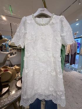 【门店同款】ENJOY夏季重工珍珠蝴蝶刺绣连衣裙 157901288