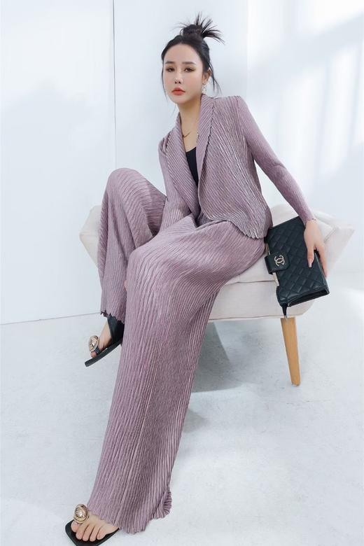 ESTELLICA 气质紫色褶皱外套长裤套装 19983 商品图1