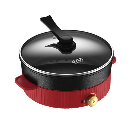 都市太太红颜系列·深型电火锅鸳鸯锅家用多功能一体不粘电煮锅宿舍锅学生锅5.2升电热锅4-6人_中国红_鸳鸯 商品图5