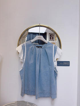 【门店同款】ENJOY夏季拼蕾丝袖牛仔上衣 158097033