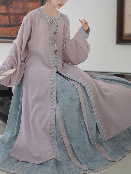 裁缝学苑AS449贴边马面裙汉服春款明制撞色万历长衫纸样女装套装版型图纸 商品图1