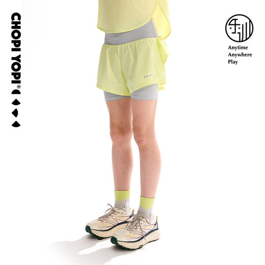 【洞洞皮】小飞摆假两件轻量短裤 chopiyopi 商品图2