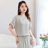 QS-12599360【真丝混纺弹力绉】春夏慵懒百搭圆领小衫显瘦宽松短袖T恤女9360 商品缩略图1