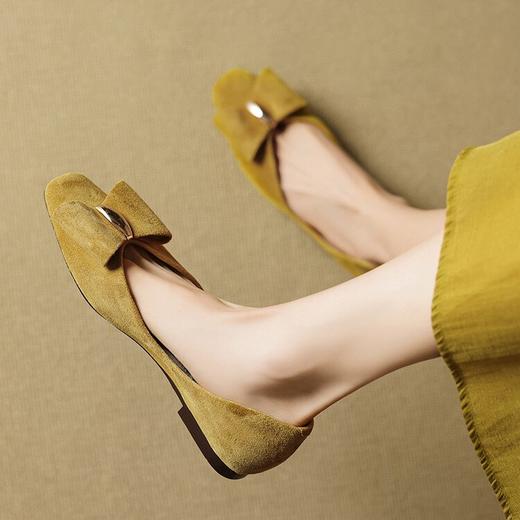 【预售5天】法式复古翻皮蝴蝶结玛丽珍鞋，方头平底配裙子单鞋OFSM&7190 商品图2