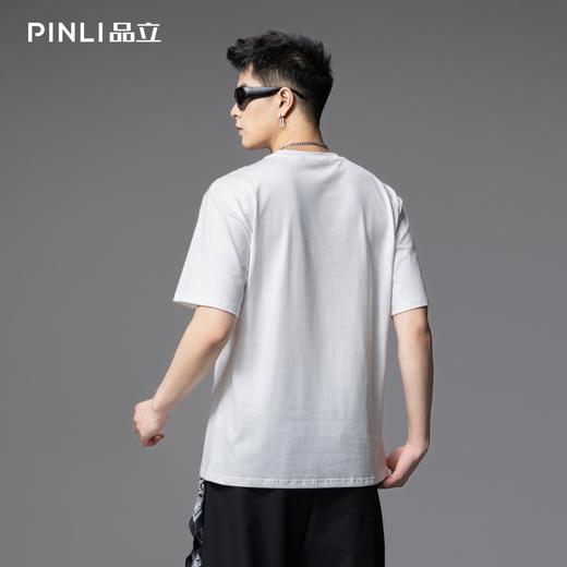 PINLI品立2025夏季新款男圆领猫头鹰烫画短袖T恤上衣BG252111022 商品图2