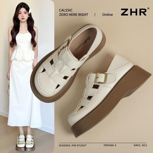 ZHR则则厚底罗马凉鞋女新款夏季包头编织猪笼鞋两穿镂空洞洞鞋女 商品图2