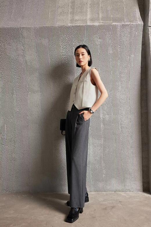 ESTELLICA 深灰色条纹阔腿西裤长裤 20005 商品图4