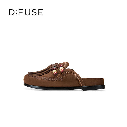 Dfuse迪芙斯2025春季新款手工感一脚蹬懒人鞋复古流苏包头勃肯鞋DFD1110127 商品图6