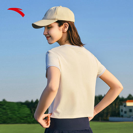 【M/L/XL/2XL断码】安踏冰丝T丨短款休闲正肩短袖女夏季学院风网球圆领t恤162527174 商品图3