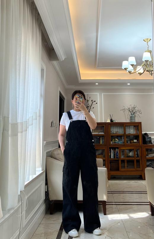 323-4  减龄时髦 moco重工重磅 工装风 背带牛仔裤 俺穿L 商品图5