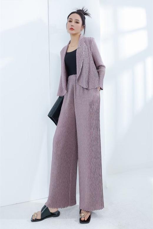 ESTELLICA 气质紫色褶皱外套长裤套装 19983 商品图0