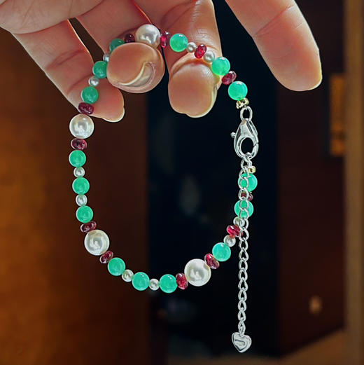 BY EVITA系列 18K镶绿玉髓、AKOYA珍珠和尖晶 手链 商品图2