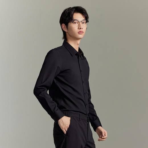 GXG男装 黑色免烫翻领长袖衬衫 冬季热卖GEX10316094 商品图2