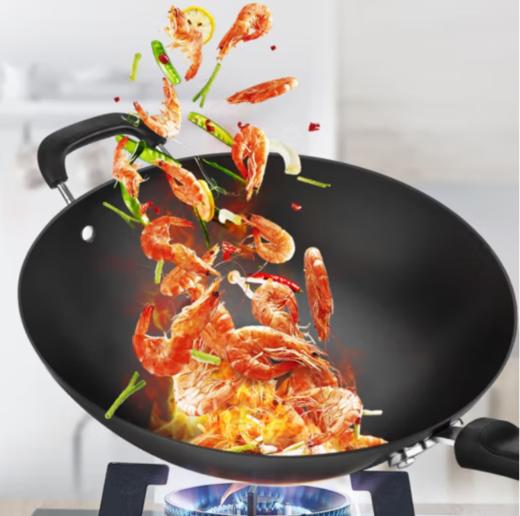 苏泊尔（SUPOR） 苏泊尔大铁锅炒锅家用老式无涂层圆底炒菜锅燃气灶用不生锈精铁 带锅盖 FC34T24 34cm 商品图0