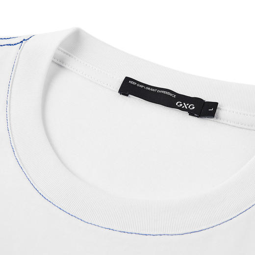 GXG男装 2024年夏季多色纯棉休闲简约口袋拼接圆领短袖t恤男 商品图3