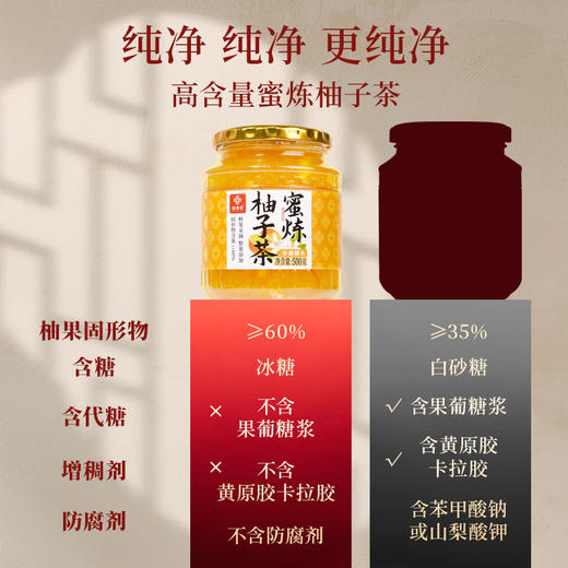 【女神节】恒寿堂 蜜炼60%柚子茶（送勺子） 500g/500g*2 商品图7