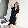 夏日新款【法式不规则连衣裙】修身短裙 螺纹棉开叉小黑裙纯色上衣  商品缩略图1